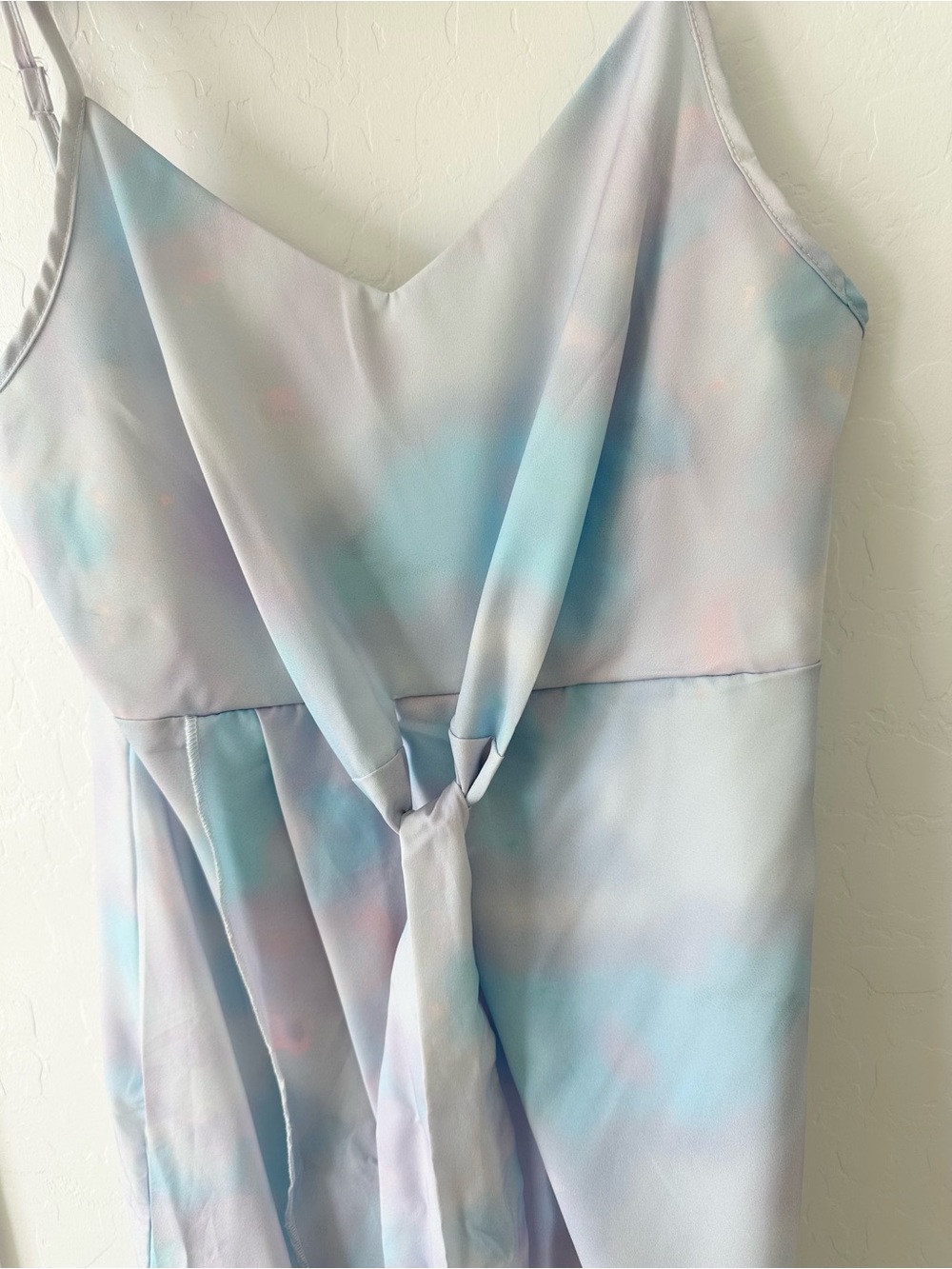 Pastel Tie-Front Slip Dress in Soft Pink and Baby Blue